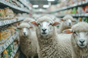 Голодные овцы захватили европейский супермаркет